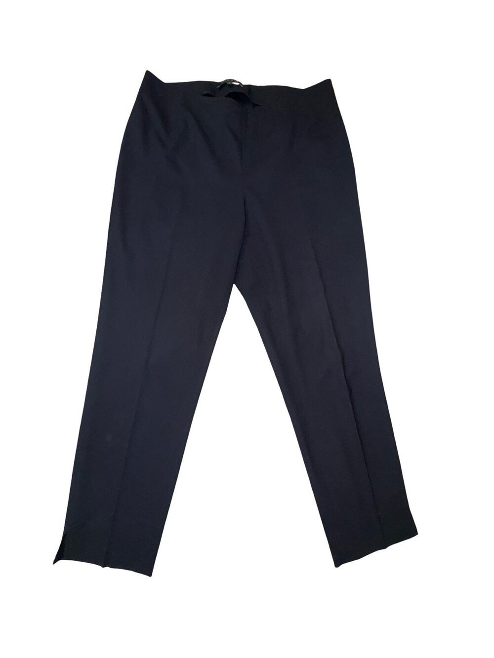 Lafayette 148 New York Navy Wool Ankle Slit Leg Pants Size 10